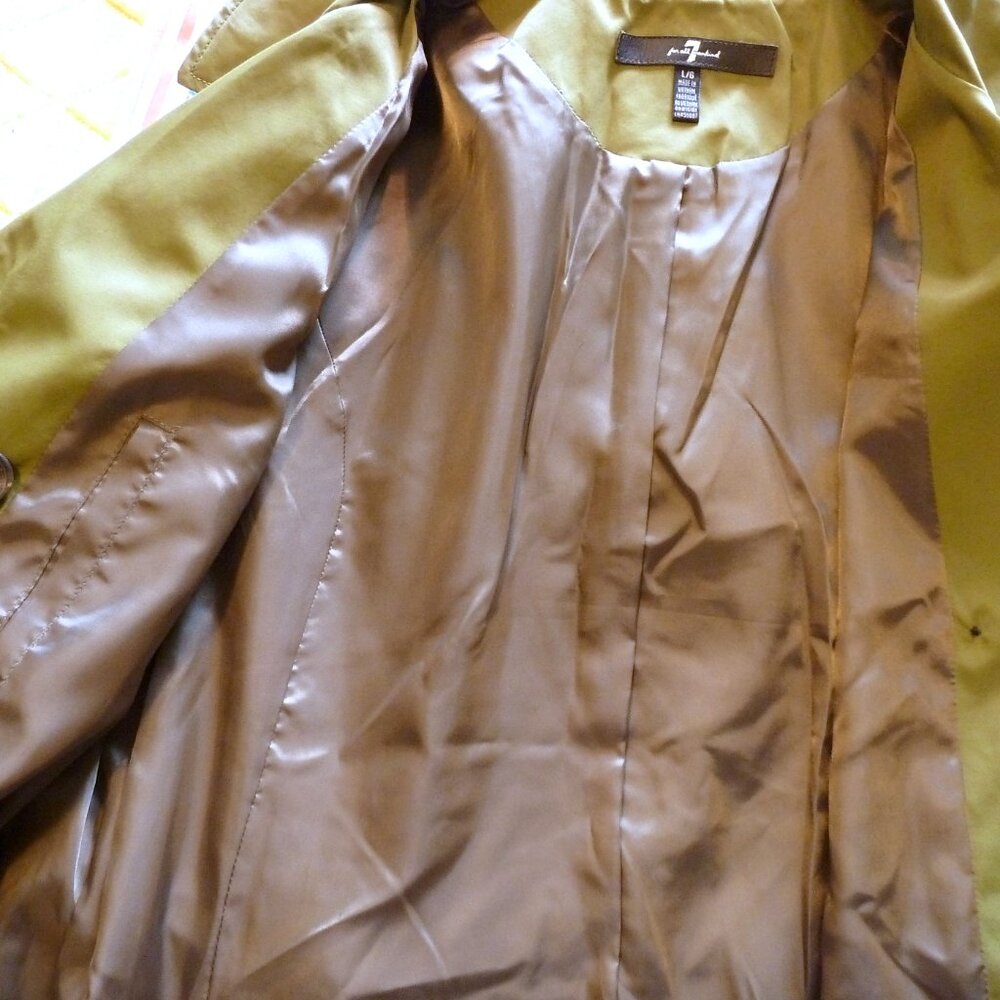 NEW - 7 for all Mankind Women's Gunflap trench coat - Olive Green - size L - Picture 9 of 12